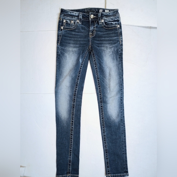 Miss Me Skinny Jeans, Blue Denim, White Wash, Hailey Skinny, Med Rise, 26 - Picture 7 of 15